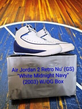 Nu' Retro Air Jordan 2 (GS) "White Midnight Navy" (2003) M5Y/W6.5 NEW W/OG BOX